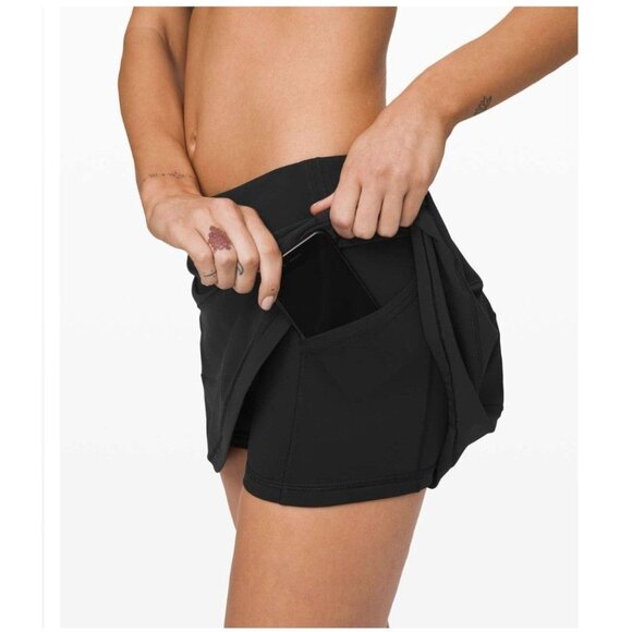 Lululemon Black Pace Rival Skirt 4 way stretch size 8 Short Liner sweat wicking - Picture 11 of 12